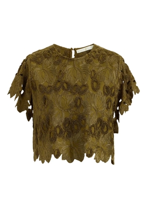 Marie Oliver Pelumi embroidered scallop-edge blouse - Green