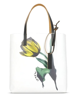 Marni tulip-print tote bag - White