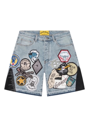GODSPEED patchwork denim shorts - Blue