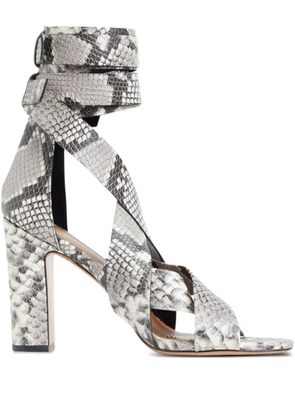 Cynthia Rowley 100mm Cece snakeskin wrap-around heeled sandals - White