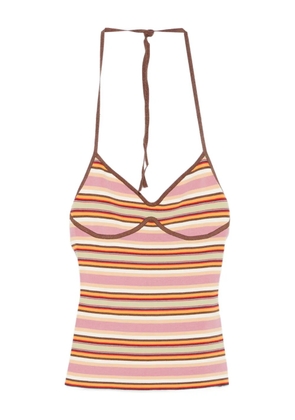 Faithfull the Brand Citara striped halterneck top - Pink