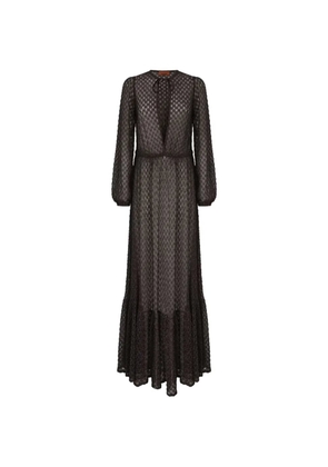 Missoni tie-neck long-sleeved maxi beach dress - Brown