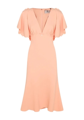 Elisabetta Franchi scalloped-sleeve midi dress - Orange
