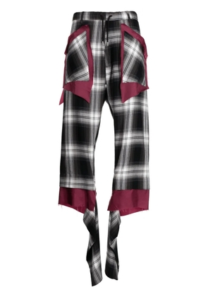 sulvam check-print asymmetric trousers - Black