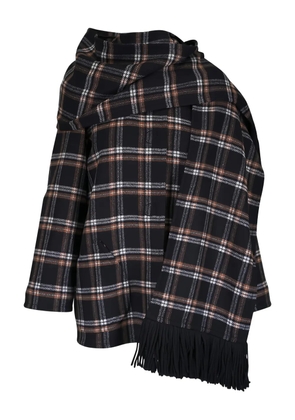 Akris Punto plaid fringed coat - Black