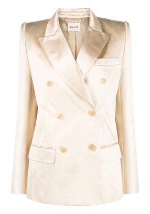 KHAITE Nathan satin double-breasted blazer - Neutrals