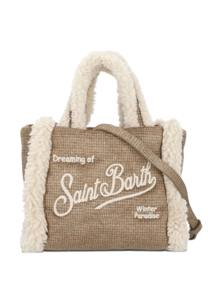 MC2 Saint Barth Mini Vanity Shearling embroidered-logo tote bag - Brown