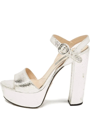 Prada Pre-Owned 120mm leather heeled sandals - Metallic