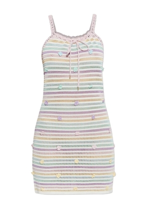 Casablanca striped crochet-knit mini dress - White
