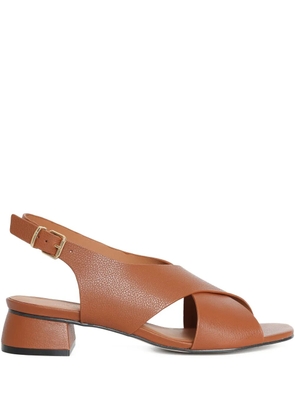 Sarah Chofakian 25mm Vanilla Latte cross over strap sandals - Brown
