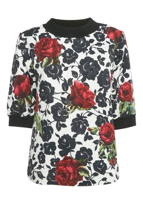 Dolce & Gabbana Pre-Owned jacquard rose-print top - White