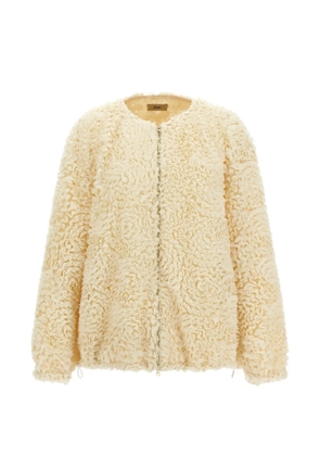 Herno zip-fastening ruffle jacket - Neutrals