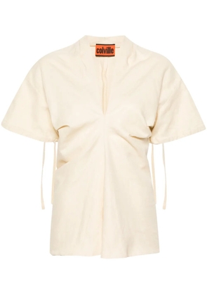colville V-neck canvas blouse - Neutrals