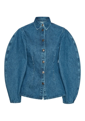 ROTATE BIRGER CHRISTENSEN puff-sleeves fitted denim shirt - Blue