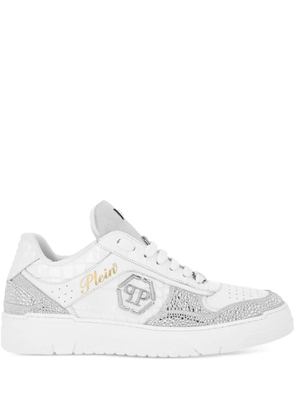 Philipp Plein crystal-embellished low-top sneakers - White