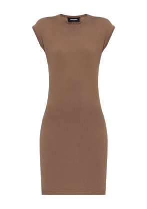DSQUARED2 logo-embroidered bodycon dress - Brown