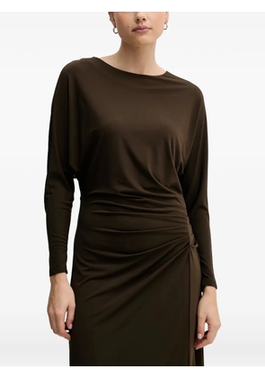 Pedro Del Hierro long-sleeve gathered midi dress - Brown