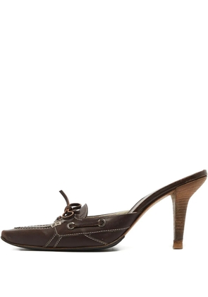 Tod's Vintage 100mm leather bow mules - Brown