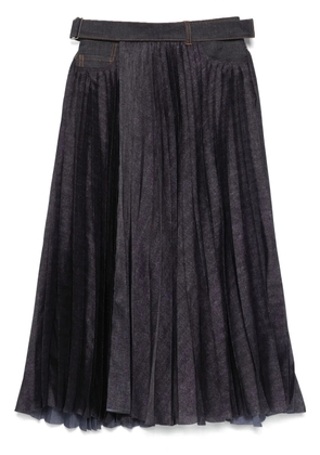 sacai plissé midi skirt - Blue