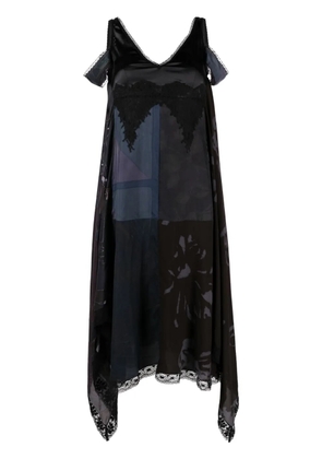 Marine Serre V-neck silk midi dress - Blue