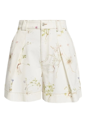ERDEM floral-print denim shorts - White