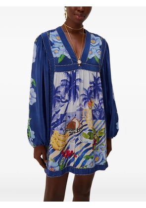 FARM Rio V-neck mini dress - Blue