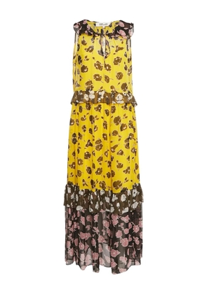 DVF Diane von Furstenberg floral-print tiered dress - Yellow