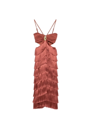 PatBO x Camila Coelho Amethyst fringed midi dress - Brown