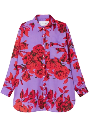 AZ FACTORY Hibiscus-print satin-finish shirt - Purple