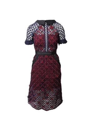 Self-Portrait lace flower midi dress - Red