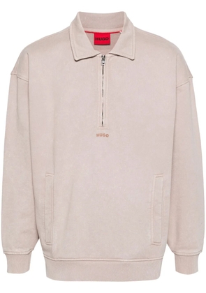 HUGO logo-rubberised cotton sweatshirt - Neutrals