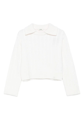 SANDRO cable-knit collared sweater - Neutrals