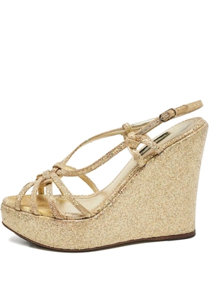 Dolce & Gabbana Pre-Owned 110mm glitter wedge sandals - Gold