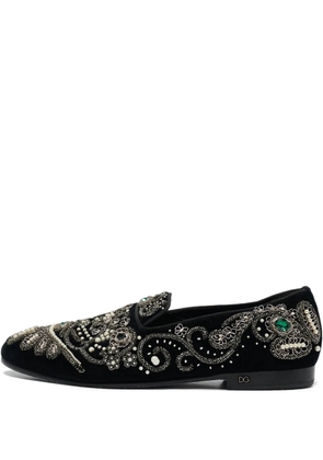 Dolce & Gabbana Pre-Owned rhinestone-embellished loafers - Black