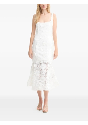 Bardot floral-laced midi dress - White