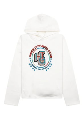 Honor The Gift Auto Association embroidered logo hoodie - White