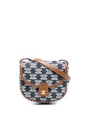 Celine Pre-Owned 2021 Mini Triomphe Canvas and Calfskin Besace crossbody bag - Blue