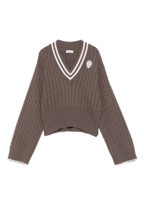 Brunello Cucinelli cable-knit V-neck sweater - Brown