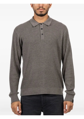 rag & bone Crawford ribbed long-sleeve polo shirt - Brown