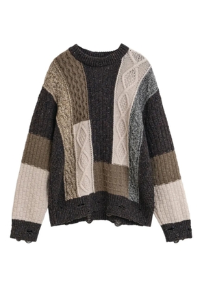 Gant patchwork cable-knit sweater - Brown
