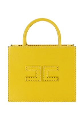 Elisabetta Franchi small contrasting topstitching tote bag - Yellow