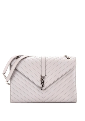 Saint Laurent Pre-Owned Classic Monogram Envelope Satchel Matelasse Chevron Leather Large shoulder bag - Grey