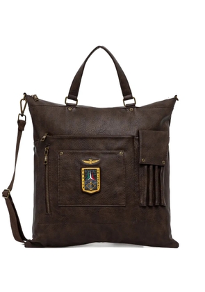 Aeronautica Militare appliqué-detals laptop bag - Brown