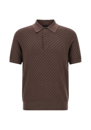 Brioni patterned-jacquard polo shirt - Brown