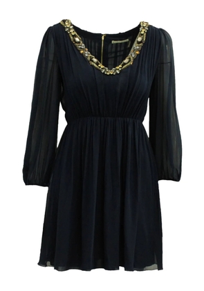 alice + olivia crystal-embellished mini dress - Blue