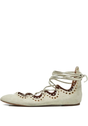 Isabel Marant Vintage suede eyelet-detail ballet flats - Grey