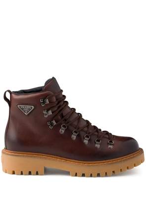 Prada laced leather boots - Brown