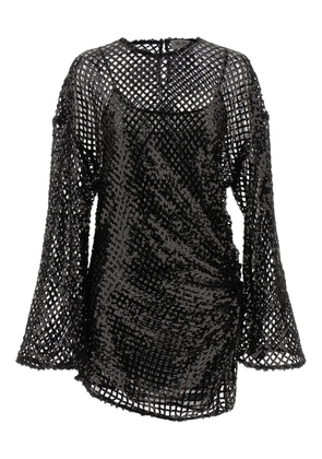The Attico sequinned-mesh mini dress - Black