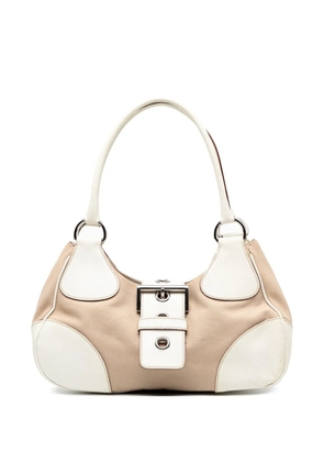 Prada Pre-Owned 2000-2025 Cinghiale Trimmed Canvas Canapa Moon shoulder bag - Brown