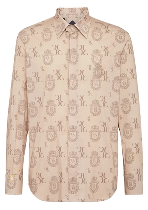 Billionaire logo-print stretch-cotton shirt - Neutrals